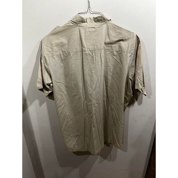 Rene De France Shirt Mens XL Tan Button Down Short Sleeve Utility Pockets Casual - Picture 6 of 8